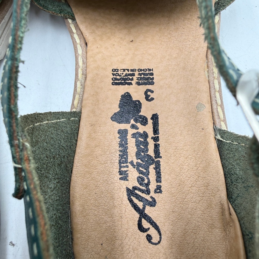 Alegat's Huaraches Mexican Leather Sunflower Embroidered Teal Sandals Women 6 - Picture 9 of 10